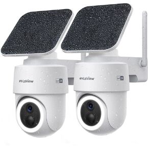 LAVIEW 2K Solar Camera Outdoor Wireless ، 100 ٪ Cameras WiFi خالية من الأسلاك للأمن المنزلي ، 360 ° بطارية قابلة للشحن في الهواء الطلق ، IP65 ، الرؤية الليلية الملونة ، الصوت في اتجاهين ، العمل مع Alexa (2 عبوة) in Kuwait