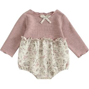 Newborn Infant Baby Girl Fall Romper Long Sleeve Floral Jumpsuit Bodysuit 3 6 9 12 18 Months Girls Rompers