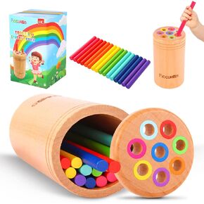 Toddler Montessori Toys,Baby Wooden Color Sorting Stick Toys for 18 Months Old Toddlers,Fine Motor Toys Sensory Matching Games, Kids Educational Toys for Boys Girls Gifts