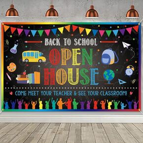 Back to School Open House Backdrop Banner Back to School Decoration First Day of School Backdrop Preschool Kindergarten School Classroom Party Background Decoration Photo Booth Props