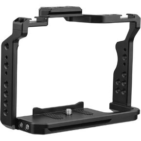 Andoer Camera Cage Aluminum Alloy Video Cage with Dual Cold Shoe Mounts Numerous 1/4 Inch Threads Replacement for Sony A7IV/ A7III/ A7II/ A7R III/ A7R II/ A7S II
