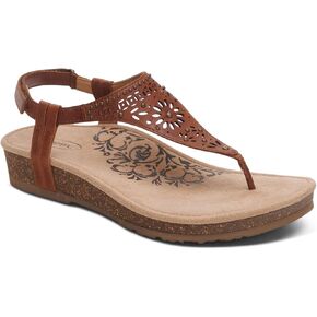 Aetrex Evelyn Casual Leather Thong Sandals for Women - Plantar Fasciitis Relief Flats Arch Support Sandals Women's with Fully Adjustable Back Strap