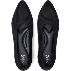 Vipost Women's Ballet Flats Slip On Foldable Knit Dress Shoes Lightweight Breathable Pointed Toe Casual Dressy for Work Office Wedding Travel Comfortable Flats