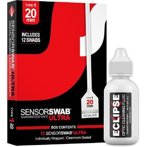 Senor Cleaning Kit - 20mm Sensor Swab (12 Swabs) for Cleaning APS-H Sensors and Eclipse Sensor Cleaning Application with Dropper Tip (59ml) 2oz