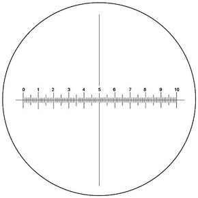 BoliOptics Microscope Eyepiece Reticle Cross Line Micrometer Ruler, X-Axis Crosshair Scale Dia. 16mm, 10mm/100 Div. RT20103201