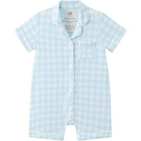 طفل طفلة الخيزران فيسكوز بيجاما زر أسفل قطعة واحدة من بذلة قصيرة الأكمام in Kuwait