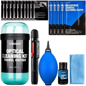 مجموعة VSGO DKL-15B Professional Cleaning Kit لكاميرات DSLR وحزمة إلكترونيات حساسة مع عدسة صور 0.5 أوقية VSGO ولون LCD Cleaner 3 للخيار (الأسود ، الأزرق ، الأحمر) (الأزرق)