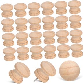 100pcs Mini Mushroom Knobs Wood Drawer Pulls Unfinished for Cabinets Dresser Vintage Style