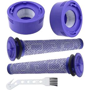 4 Pack Vacuum Filter Replacement Kit for Dyson V7, V8 Animal and V8 Absolute Cordless Vacuum, 2 Post Filter, 2 Pre Filter, Replaces Part # 965661-01 & 967478-01