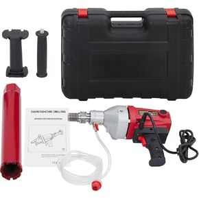 1500W Diamond Core Drill Machine Wet Dry Handheld Concrete Core Drill Rig 1880RPM Stepless Speed 1 1/4" Thread with 2 Inch Drill Bit for Concrete Brick Stone Block Wall 4 Inch Max Diameter