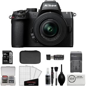 Nikon Z50 II Mirrorless Camera with 16-50mm & 50-250mm Lenses Bundle with 64GB Memory Card + 2 UV Filters + Battery Charger + Deluxe Photo Starter Kit + Cleaning Cloth (7 Item)