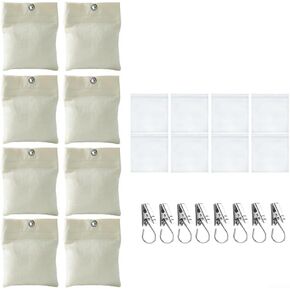 Outdoor Curtain Weights 8 Pack Canvas Sandbag Set With Metal Clamps 15 Ounce Capacity Weighted Bags For Garden Pavilion Curtains Tablecloths Drapery Self-Adhesive Design White