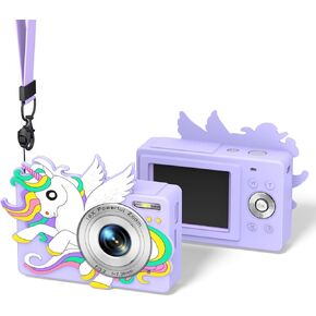 for CAMKORY DC403 Digital Camera Silicone Case, Kawaii Cute Unicorn Anime Soft Skin Cover for Lecran DC403 Camera, Shock/Scratch Proof Protective Case for Girl/Girly with Lanyard (Pink)