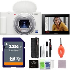 Sony ZV-1 Digital Camera (White) Bundle with 128GB SDXC Card and Advanced Accessories