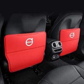 Custom 2PCS Car Kick Mats Back Seat Protector for Volvo S80 2006-2016, Automotive Leather Back Seat Protector with Storage Bag, Interior Car Accessories,B-Brown