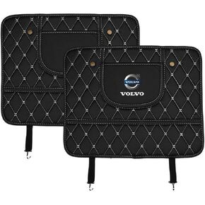 Custom 2PCS Car Kick Mats Back Seat Protector for Volvo C30 2006-2012, Automotive Leather Back Seat Protector with Storage Bag, Interior Car Accessories,A-Black