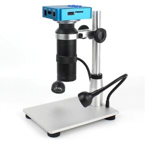 1080P HDMI USB Digital Video Microscope Camera with 130X Zoom C-Mount Lens and LED Light for Lab and PCB Phone Repair Tools(B)