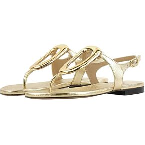 Flip-Flops for Women Thong Sandals Flat Slingback Strappy Buckle Beach Comfort Open Round Toe Ladies Dressy Metal Hardware Decoration Summer Shoes Casual Fashion