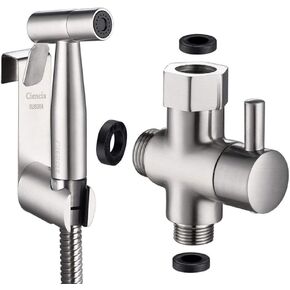 Hand HeldSprayer for Bathroom Toilet, Premium Brushed Stainless Steel Diaper Sprayer Shattaf,Silver ToiletHose High Pressure with Adjustable Water Flow, Val
