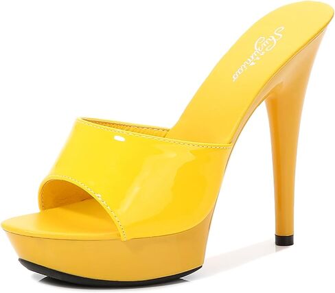 bbruriy Womens Platform Stiletto High Heel Peep Open Toe Sandals Mules Shoes Slingback Slip-on Prom Party Dress Patent Leather 5 Inches Heels in Saudi Arabia