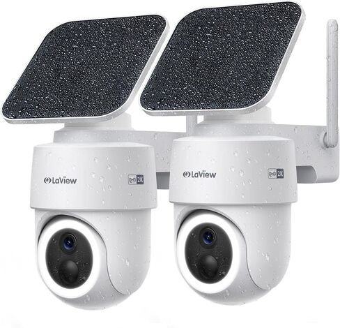 LAVIEW 2K Solar Camera Outdoor Wireless ، 100 ٪ Cameras WiFi خالية من الأسلاك للأمن المنزلي ، 360 ° بطارية قابلة للشحن في الهواء الطلق ، IP65 ، الرؤية الليلية الملونة ، الصوت في اتجاهين ، العمل مع Alexa (2 عبوة) in Saudi Arabia