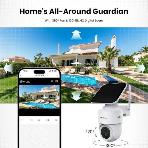 LAVIEW 2K Solar Camera Outdoor Wireless ، 100 ٪ Cameras WiFi خالية من الأسلاك للأمن المنزلي ، 360 ° بطارية قابلة للشحن في الهواء الطلق ، IP65 ، الرؤية الليلية الملونة ، الصوت في اتجاهين ، العمل مع Alexa (2 عبوة) in Saudi Arabia