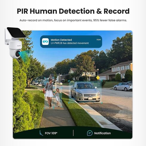 LAVIEW 2K Solar Camera Outdoor Wireless ، 100 ٪ Cameras WiFi خالية من الأسلاك للأمن المنزلي ، 360 ° بطارية قابلة للشحن في الهواء الطلق ، IP65 ، الرؤية الليلية الملونة ، الصوت في اتجاهين ، العمل مع Alexa (2 عبوة) in Saudi Arabia