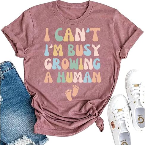 Mama Shirt Women Funny Letters Print Mother's Day Tshirt Pregnancy Announcement Graphic Shirts Casual Maternity Tops in Saudi Arabia