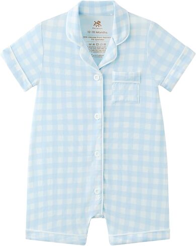 طفل طفلة الخيزران فيسكوز بيجاما زر أسفل قطعة واحدة من بذلة قصيرة الأكمام in Kuwait