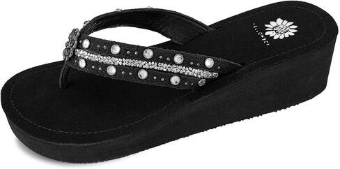 Yellow Box Women's Terell Wedge Sandal, Round Toe, Medium-High 2 Inch Heel, 0.75 Inch Platform Comfortable Flip-Flop in Saudi Arabia