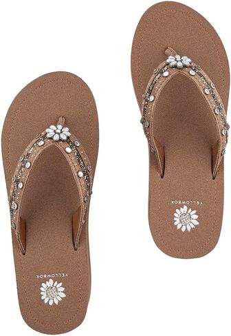 Yellow Box Women's Terell Wedge Sandal, Round Toe, Medium-High 2 Inch Heel, 0.75 Inch Platform Comfortable Flip-Flop in Saudi Arabia