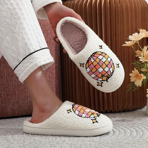 Fluffy Slippers For Womens Mens Warm Cozy Plush Fuzzy Memory Foam Slippers Slip-on House Slippers Indoor Outdoor in Kuwait
