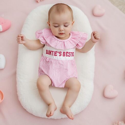 العمة Bestie Baby Girl Cloths قول خطاب تطريز مزخرف بغطاء ROMPER من قطعة واحدة منقوشة in Kuwait