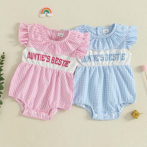 العمة Bestie Baby Girl Cloths قول خطاب تطريز مزخرف بغطاء ROMPER من قطعة واحدة منقوشة in Kuwait