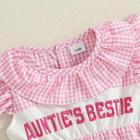 العمة Bestie Baby Girl Cloths قول خطاب تطريز مزخرف بغطاء ROMPER من قطعة واحدة منقوشة in Kuwait