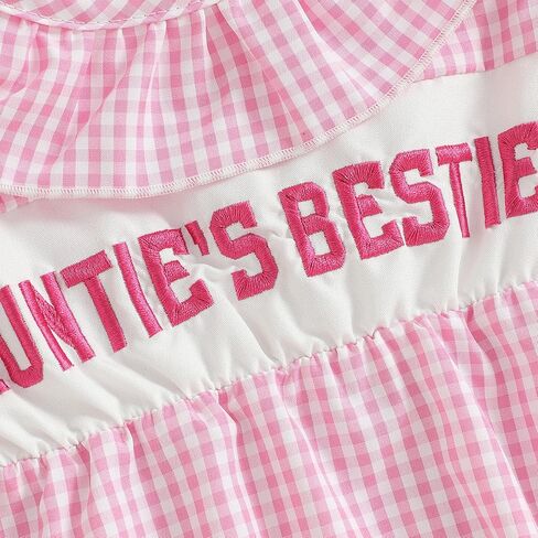 العمة Bestie Baby Girl Cloths قول خطاب تطريز مزخرف بغطاء ROMPER من قطعة واحدة منقوشة in Kuwait
