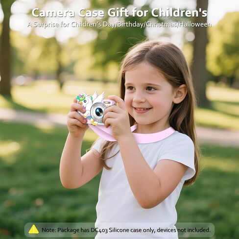ل Camkory DC403 Camera Camera Silicone Case ، Kawaii Cute Unicorn Anime Skin Cover لكاميرا Lecran DC403 ، حالة وقائية للصدمة/الصدمة لفتاة/جرلي مع الحبل (الوردي) in Kuwait