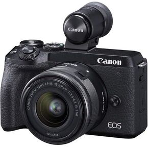 Canon EOS M6 Mark II Mirrorless Digital Camera with 15-45mm Lens and EVF-DC2 (Black) International Model (Renewed)