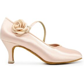 Ladies Ballroom Dance Shoes Kitten Heel Wedding Pump Mary Jane with Rose Modern Latin Dance Shoes for Women #1322N