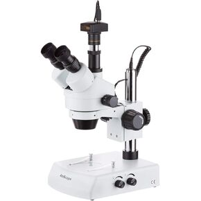 AMSCOPE 7X-90X LED مجهر ستيريو تكبير ترينوسيلي مع كاميرا 10 ميجابكسل