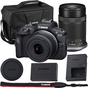 Canon EOS R100 Mirrorless Camera RF-S 18-45mm f/4.5-6.3 is STM and RF-S 55-210mm f/5-7.1 is STM Lens Kit Shoulder Bag, Black