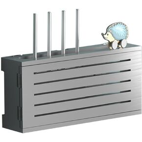 Floating Shelves Wooden Router Fences Wall Mounted Router Storage Shelf Socket Shielding Wire Finishing Wire Box Creative Decorative Storage Box，White(b)-42.5x20x10cm