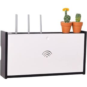 Wall Mounted Router Storage Box Wireless Router Storage Shelf， Socket Shielding Wire Finishing Wire Box Floating Shelf，Wall- Mounted WiFi Router Storage Box，Wood Color-28 * 25 * 10cm in Saudi Arabia
