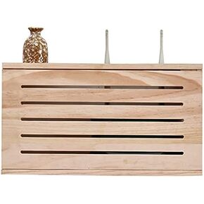 Router Storage Box，Storage Wall-Mounted Shelf Bracket Wall Mount WiFi Router Stand Floating Wall Mounted Shelf Home and Office WiFi Router Adjustable Cable Box，Natural-42 * 11 * 23.5cm