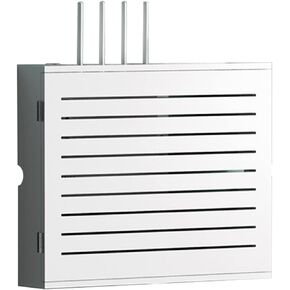 Floating Shelves Wooden Wireless Router Storage Box Wall Mounted WiFi Router Storage Box TV Lower Row Socket Occlusion Box Creative Decorative Storage Box，White(a)-47.5x37.5x10cm