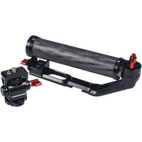 Carbon Fiber L Bracket Handle Grip with Foldable Cold Shoe Mount Compatible with DJI Ronin RS2 RSC2 Mini Handheld Gimbal Stabilizer Accessory (3in1 Kit)