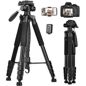 Camera Tripod Stand, LINKCOOL 74 Inch Tall Tripod for Camera Canon Nikon Sony - Lightweight Aluminum Tripod Camera Stand with Detachable Head, Remote Shutter & Phone Mount for Vlog Live Streaming