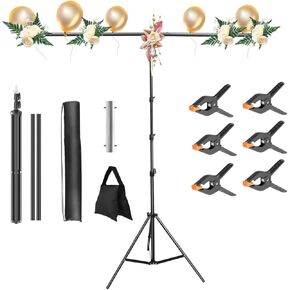 Imountek Backdrop Stand for Party ، 6.5 × 8.5 قدم قابلة للتعديل صور فيديو استوديو تصوير ، موقف خلفية الصورة مع 6 مقابض الرمال الرمال كيس حمل لعيد الميلاد/حفل زفاف