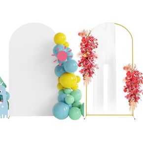 Fomcet Metal Arch Backdrop Stand and 7.2FT White Wedding Arch Cover for Wedding Ceremony Birthday Party Baby Shower Decoration