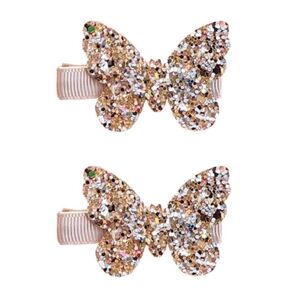 2Pcs Gold Butterfly Hair Clips - Glitter Hair Bows for Baby, Toddler & Girls, Hair Accessories & Gifts